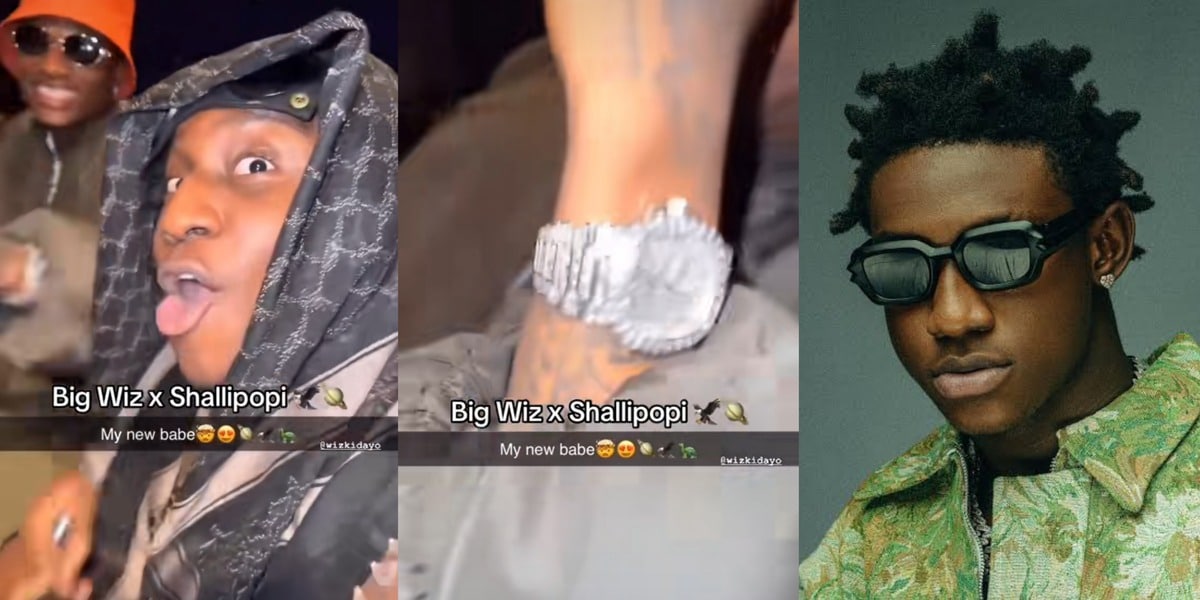 “250$, 300$ or 10,000$?” – Wizkid expresses shyness as Shallipopi keeps camera on, asks about value of his wristwatch