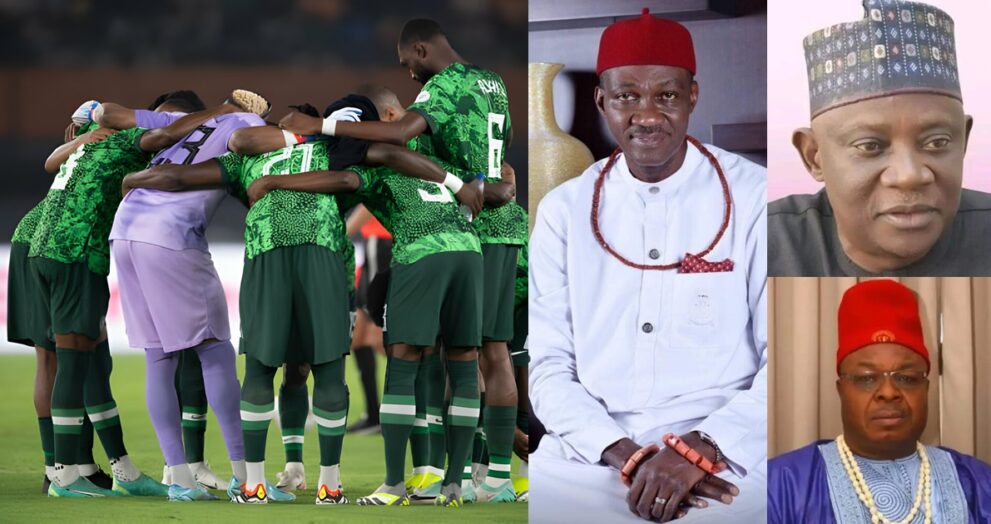 Super Eagles observe a minute silence for fans who d!ed during the match against South Africa; pledge to win AFCON for them (video)